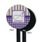 Purple Gingham & Stripe Black Plastic 5.5" Stir Stick - Single Sided - Round - Front & Back