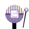 Purple Gingham & Stripe Black Plastic 6" Food Pick - Round - Closeup