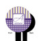 Purple Gingham & Stripe Black Plastic 6" Food Pick - Round - Single Sided - Front & Back