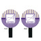 Purple Gingham & Stripe Black Plastic 7" Stir Stick - Double Sided - Round - Front & Back