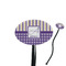 Purple Gingham & Stripe Black Plastic 7" Stir Stick - Oval - Closeup