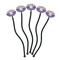 Purple Gingham & Stripe Black Plastic 7" Stir Stick - Oval - Fan