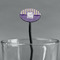 Purple Gingham & Stripe Black Plastic 7" Stir Stick - Oval - Main