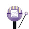 Purple Gingham & Stripe Black Plastic 7" Stir Stick - Round - Closeup