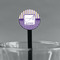 Purple Gingham & Stripe Black Plastic 7" Stir Stick - Round - Main