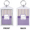 Purple Gingham & Stripe Bling Keychain (Front + Back)