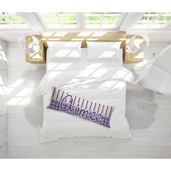Purple Gingham & Stripe Body Pillow - LIFESTYLE