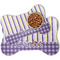 Purple Gingham & Stripe Bone Shaped Dog Food Mat (Personalized)