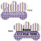 Purple Gingham & Stripe Bone Shaped Dog Tag - Front & Back