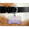 Purple Gingham & Stripe Bone Shaped Dog Tag on Collar & Dog