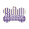 Purple Gingham & Stripe Bone Shaped Dog ID Tag - Small (Personalized)