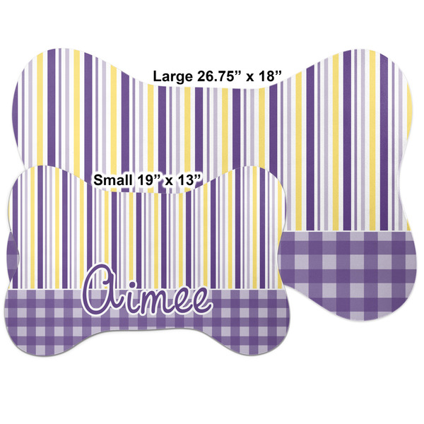 Purple Gingham & Stripe Bone Shaped Mat Comparison