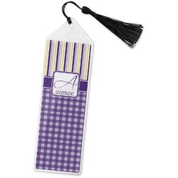 Purple Gingham & Stripe Book Mark w/Tassel (Personalized)