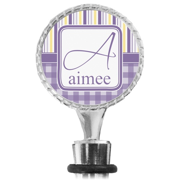 Purple Gingham & Stripe Bottle Stopper Main View