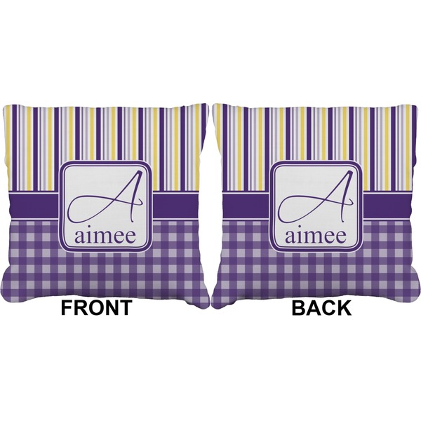 Purple Gingham & Stripe Burlap Pillow Approval