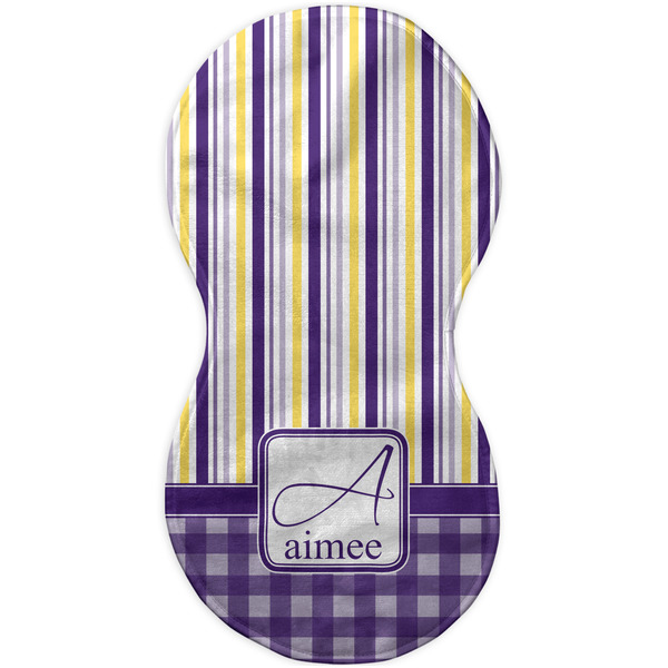 Purple Gingham & Stripe Burp Peanut Shaped Flat