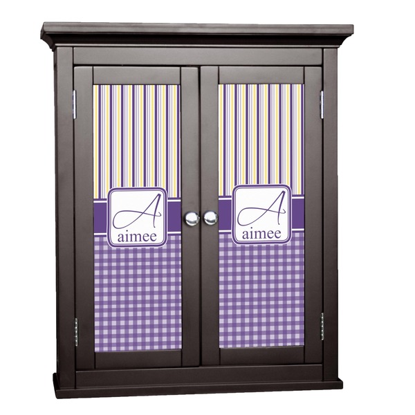 Custom Purple Gingham & Stripe Cabinet Decal - Large (Personalized)
