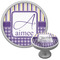 Purple Gingham & Stripe Cabinet Knob (Silver) (Personalized)