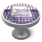 Purple Gingham & Stripe Cabinet Knob (Personalized)