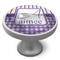 Purple Gingham & Stripe Cabinet Knob - Nickel - Side