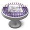 Purple Gingham & Stripe Cabinet Knob (Personalized)