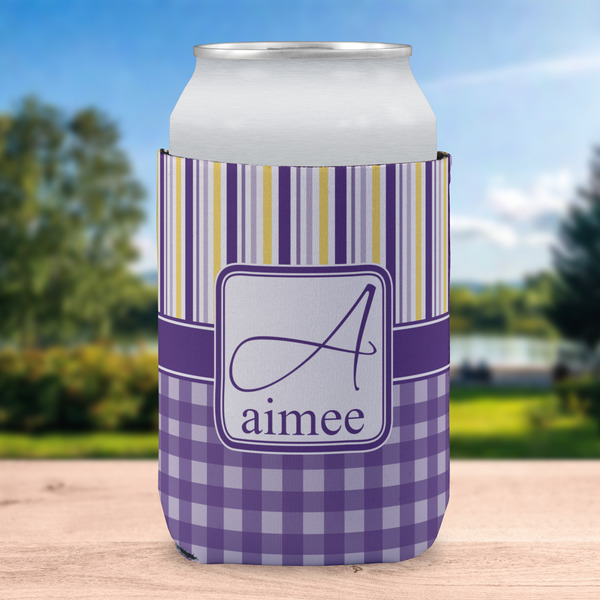 Purple Gingham & Stripe Can Sleeve - LIFESTYLE (single)