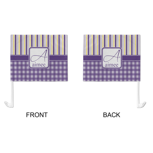 Purple Gingham & Stripe Car Flag - Large - APPROVAL