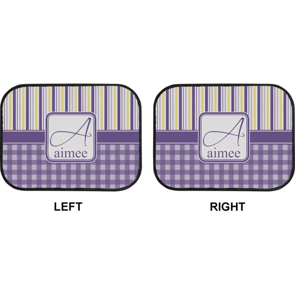 Purple Gingham & Stripe Car Floor Mats (Back Seat) (Approval)