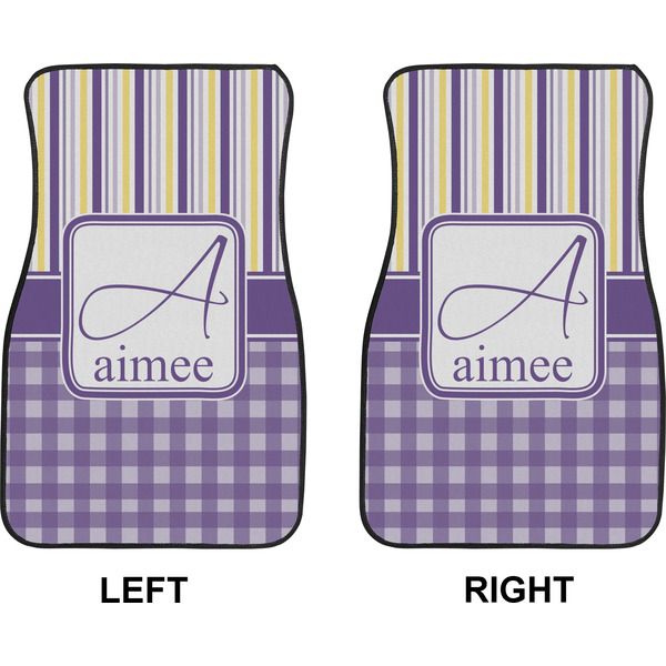 Purple Gingham & Stripe Car Mat Front - Approval