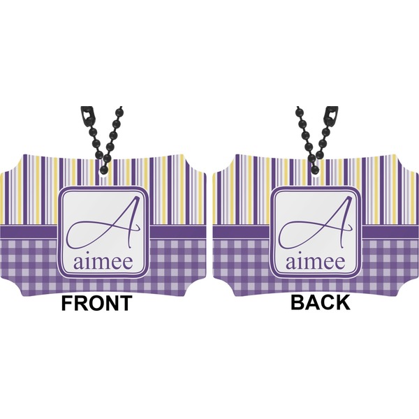 Purple Gingham & Stripe Car Ornament - Berlin (Approval)