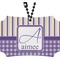 Purple Gingham & Stripe Rear View Mirror Ornament (Personalized)