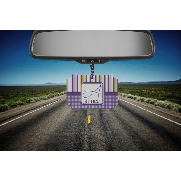Purple Gingham & Stripe Car Ornament - Berlin (Road)