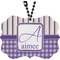 Purple Gingham & Stripe Rear View Mirror Charm (Personalized)