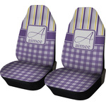 Purple Gingham & Stripe Car Seat Covers (Set of Two) (Personalized)