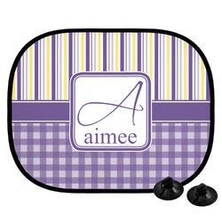 Purple Gingham & Stripe Car Side Window Sun Shade (Personalized)