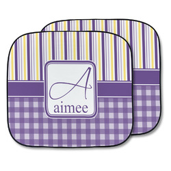 Purple Gingham & Stripe Car Sun Shade - Two Piece (Personalized)