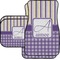 Purple Gingham & Stripe Car Floor Mats Set - 2 Front & 2 Back (Personalized)
