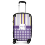 Purple Gingham & Stripe Suitcase (Personalized)