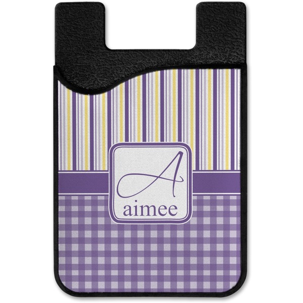 Purple Gingham & Stripe Cell Phone Credit Card Holder