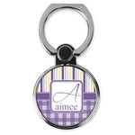 Purple Gingham & Stripe Cell Phone Ring Stand & Holder (Personalized)