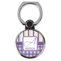 Purple Gingham & Stripe Cell Phone Ring Stand & Holder (Personalized)