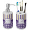 Purple Gingham & Stripe Ceramic Bathroom Accessories