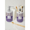 Purple Gingham & Stripe Ceramic Bathroom Accessories - LIFESTYLE (toothbrush holder & soap dispenser)