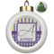 Purple Gingham & Stripe Ceramic Ball Ornament - Christmas Tree (Personalized)