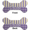 Purple Gingham & Stripe Ceramic Flat Ornament - Bone Front & Back (APPROVAL)
