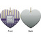 Purple Gingham & Stripe Ceramic Flat Ornament - Heart Front & Back (APPROVAL)