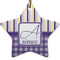 Purple Gingham & Stripe Star Ceramic Ornament w/ Name and Initial