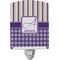 Purple Gingham & Stripe Ceramic Night Light (Personalized)
