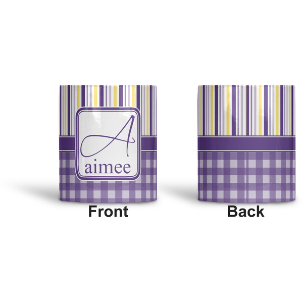 Purple Gingham & Stripe Ceramic Pen Holder - Apvl