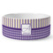 Purple Gingham & Stripe Ceramic Dog Bowl (Personalized)